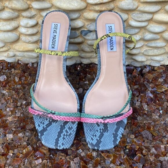 Steve Madden Loft Slide Sandals Multi Snake Print. Size 8. EUC! Animal Print - Picture 6 of 11